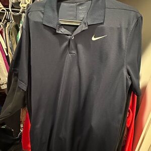 Nike Men's Navy Polo with White Swoosh